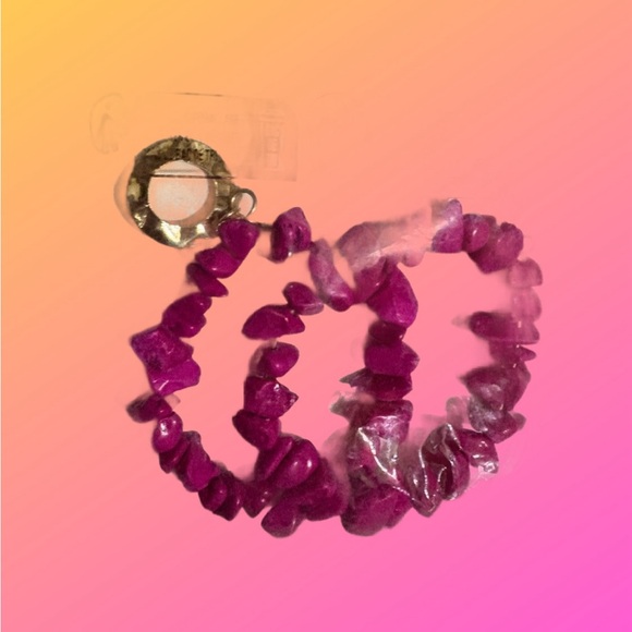 SHEIN Fuchsia Beaded Hoop Earrings - Picture 1 of 2